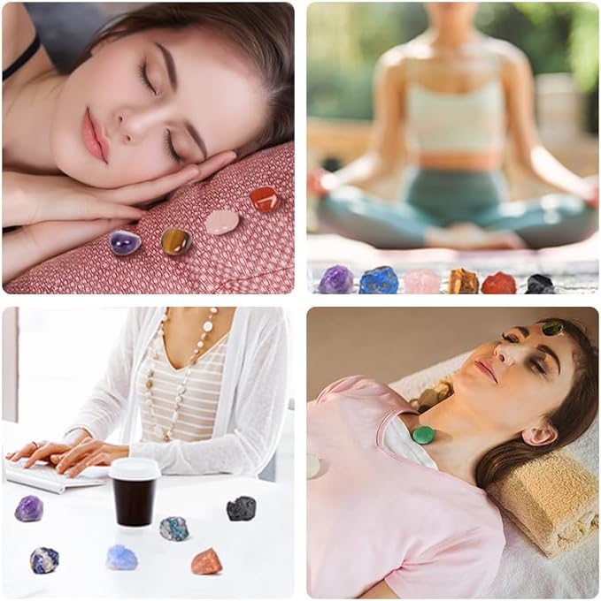 Healing Crystals Set, 28 Pcs Crystals and Healing Stones 7 Chakra Kits Obsidian Real Spiritual Protection Natural Reiki Energy Meditation Crystals for Beginners Wooden Box, Crystal Gifts for Women