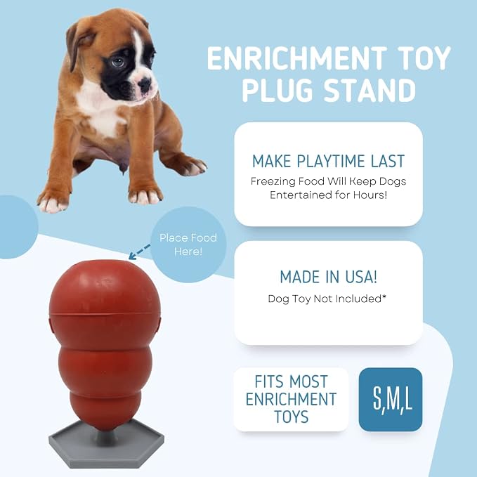 Freezer Holder & Packing Stand Compatible with Kong Dog Toys & Other Enrichment Toys | Enrichment Prep Stopper Stand Accessory for Dogs | Made in USA (Gray SM, MED, LG)
