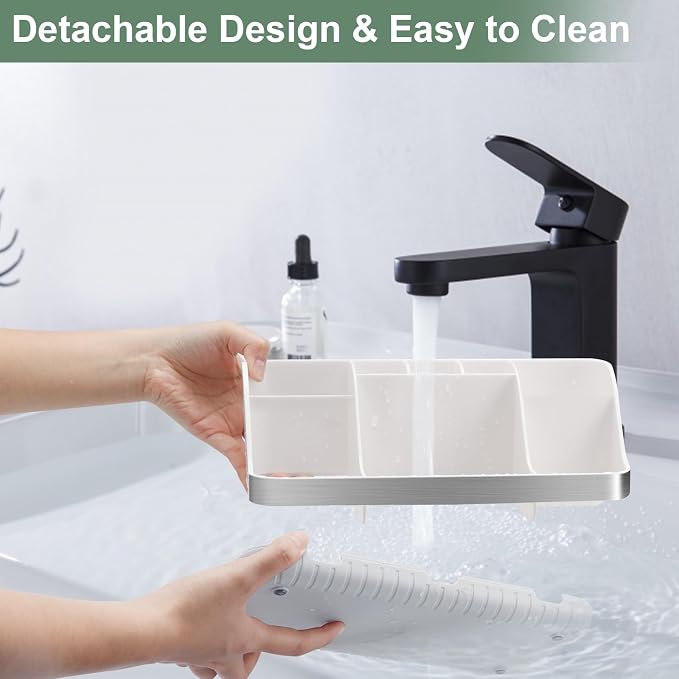 GFWARE Toothbrush Holders for Bathrooms Countertop Organizer - Kids Electric Toothbrush and Toothpaste Holder Detachable 7 Slots Tooth Brush Organization Bathroom Accessories Storage Vanity, Silver