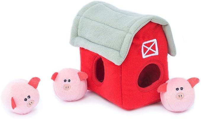 ZippyPaws Burrow Interactive Dog & Puppy Toys for Boredom - Pig Barn