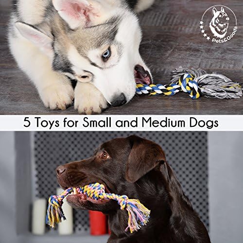 Pets&Goods Dog Rope Chew Toys – 5-Pack Durable Cotton Tug Toys for Puppies & Small/Medium Dogs – Dental Cleaning, Teething Relief, Washable & Safe Play