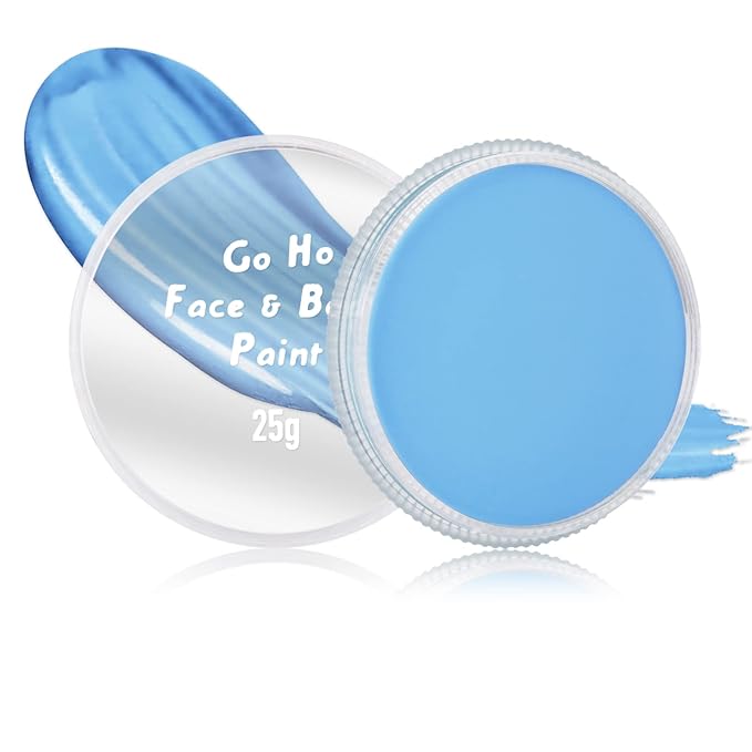 Go Ho Light Blue Face Paint Washable for Halloween Makeup,Creamy to Gel Water Based Body Paint Full Coverage for Adults Children Cosplay Ghost Bride SFX Costumes Festivals Makeup,25g