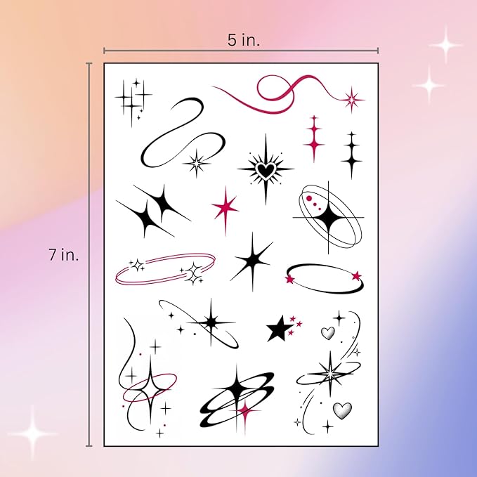 Tiny Y2K Temporary Tattoos | Realistic Waterproof Finger, Face, Hand Fake Tats | Festival, Bachelorette, Halloween, Birthday Favors, Accessories