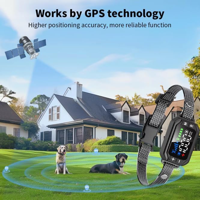 GPS Dog Collar, Real-Time Pet Tracking Device with Smart App, Waterproof Anti-Lost Locator, Adjustable with Activity Monitor