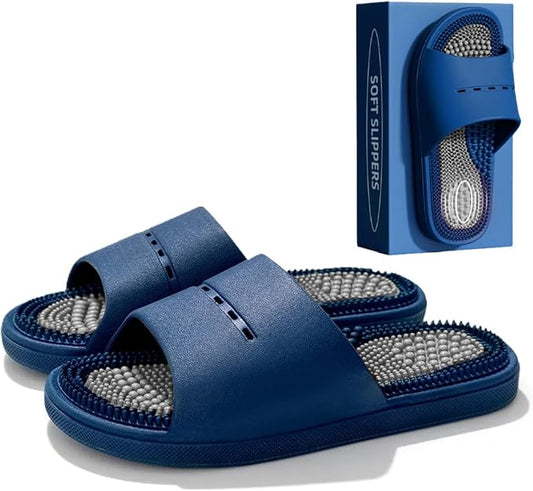 Acupressure Massage Slippers Acupressure Foot Massager Shoes Reflexology Sandals Gift for Men Women Reduce Feet Neuropathy Pain Relief and Tension (Blue2,US Women 8-9/ Men 6.5-7.5)