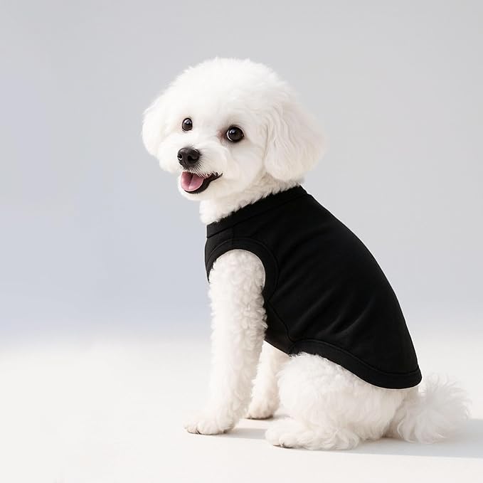 2-Pack Dog Shirts Summer Dog Clothes for Small Medium Dogs Boy, Teacup, Chihuahua, Yorkie, Pug and Cats, Solid Color Pet Tshirts Puppy Clothes, Small, Black+ Grey
