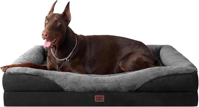 EHEYCIGA Orthopedic XL Dog Bed for Large Dog, Memory Foam Dog Couch | 48x35 Inch Extra Large Sized Dog Sofa with Sides, Waterproof Liner & Washable Removable Cover, Bolster Pet Couch