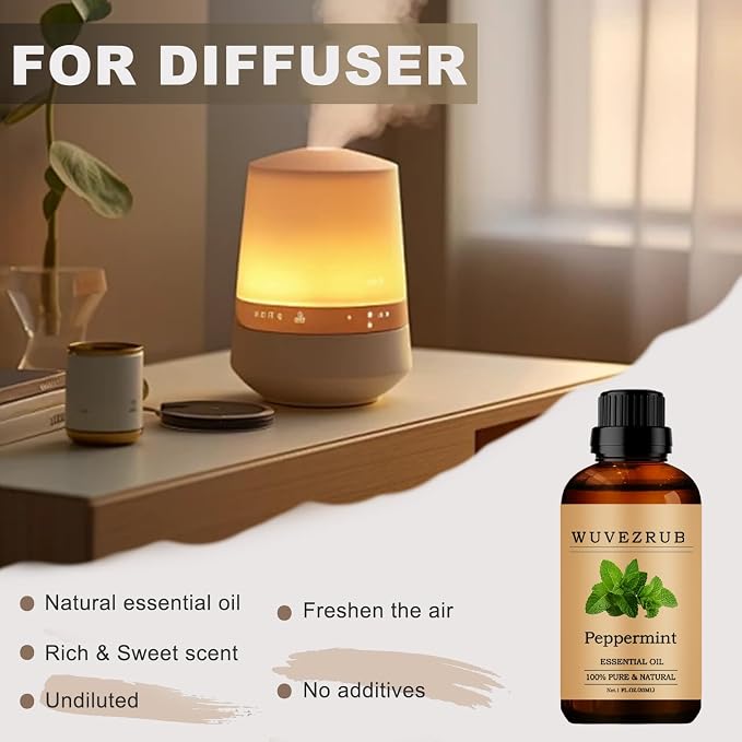 Peppermint Essential Oils, 30ML 100% Pure and Natural Pepper mint Essential Oil for Aromatherapy Diffuser - Peppermint /1 Fl Oz