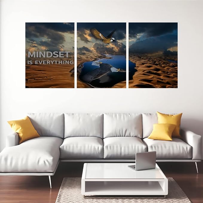 3 Panels Inspirational Canvas Poster Motivational Wall Art Inspirational Wall Art Entrepreneur Quotes Artwork Painting Picture for Framed Home Decoration Living Room office bedroom 72" W x 36" H