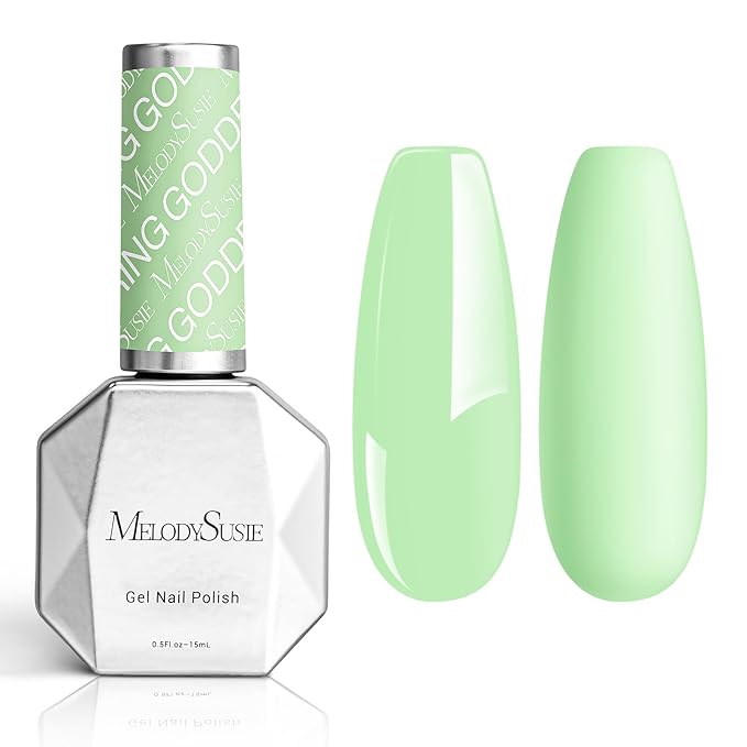 MelodySusie Thick Light Green Gel Nail Polish,0.5 Fl Oz Pastel Soak Off UV LED Funny Bunny Green Gel Polish Gift for Women Nail Art Manicure Salon DIY Nail Design Decoration at Home-326