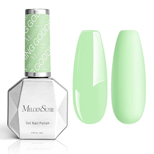 MelodySusie Thick Light Green Gel Nail Polish,0.5 Fl Oz Pastel Soak Off UV LED Funny Bunny Green Gel Polish Gift for Women Nail Art Manicure Salon DIY Nail Design Decoration at Home-326