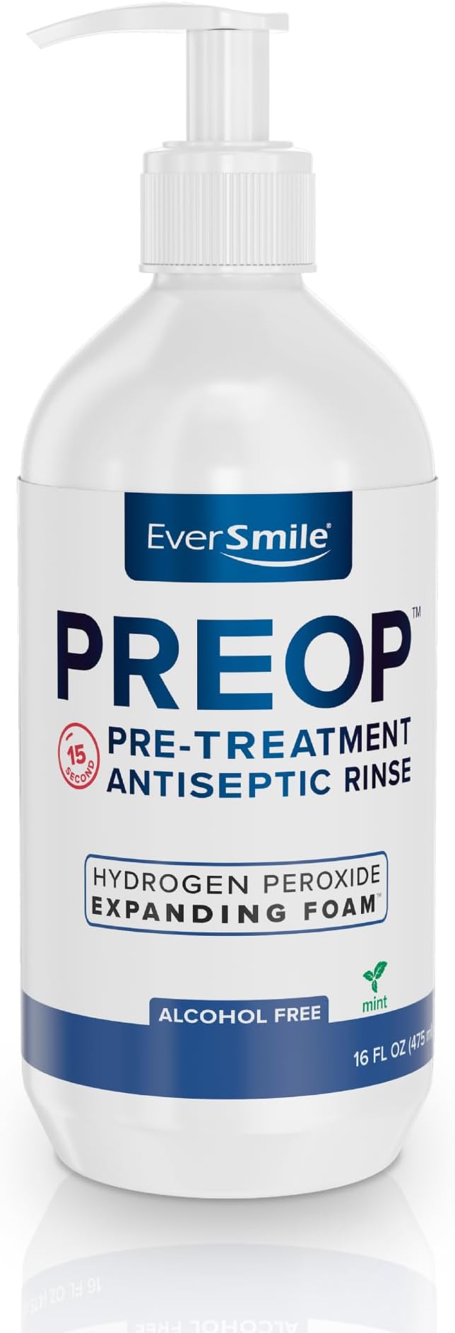 EverSmile PreOp Foaming Rinse – Pretreatment Antiseptic Mouthwash with Hydrogen Peroxide Foam – Alcohol Free Whitening Rinse with Minty Formula to Fight Bad Breath – 100 Uses Per 16 oz Bottle (1 Pack)