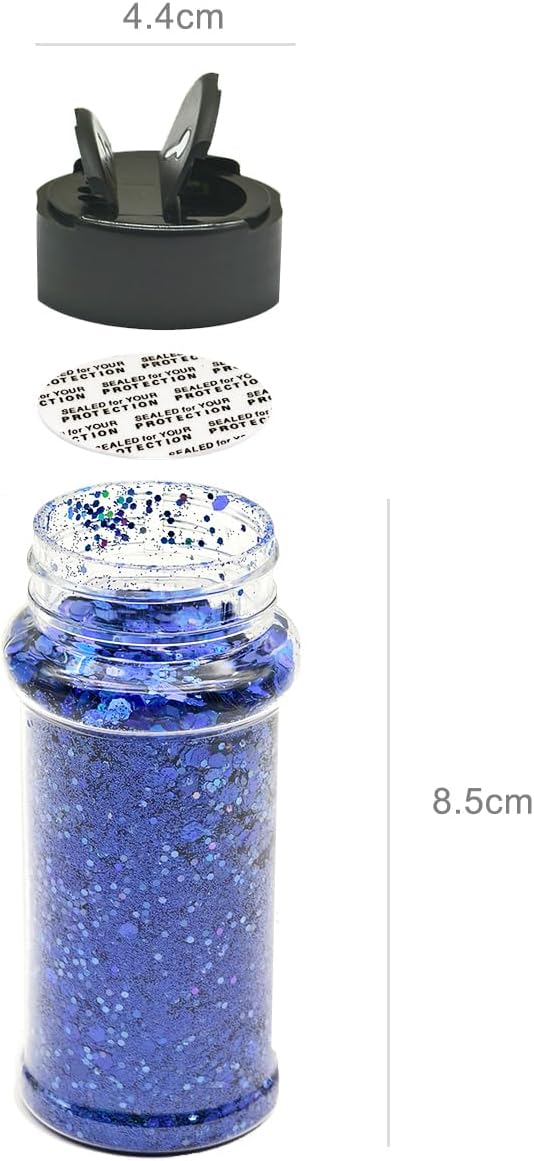 Dark Blue - Craft Glitter - 2oz Glitter Shaker Bright Colorful Holographic Mix Chunky Body Glitter Bulk Wholesale 24 Colors in Shaker Cosmetic Glitter - EBKC10