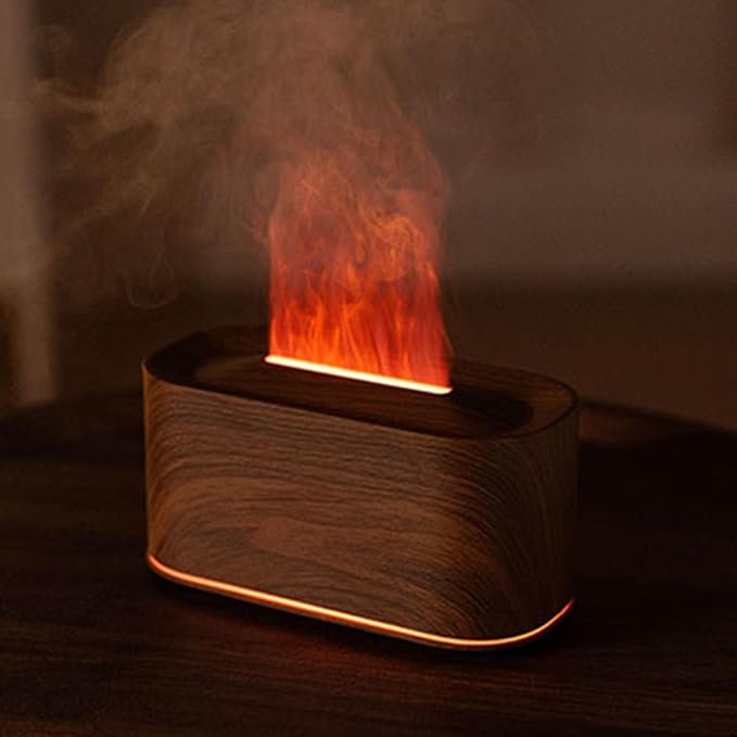 Asixxsix Essential Oil Diffuser, Aromatherapy Diffuser Cool Mist Humidifier with 7 Colors Light, Scent Aromas Diffuser, Quiet Flame Diffuser for Essential Oil, Home, Office, Bedroom (Dark Wood Grain)