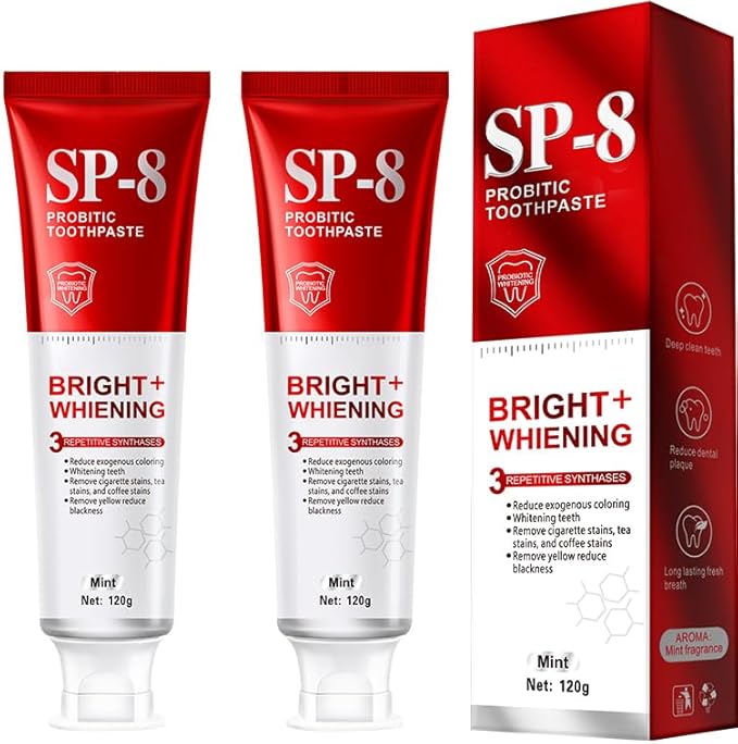 SP-6 Probiotics Whitening Toothpaste - Probiotics for Teeth Whitening and Gum Health - Enamel-Safe, Fluoride-Free, Double Mint Flavor,Fresh Breath (2)