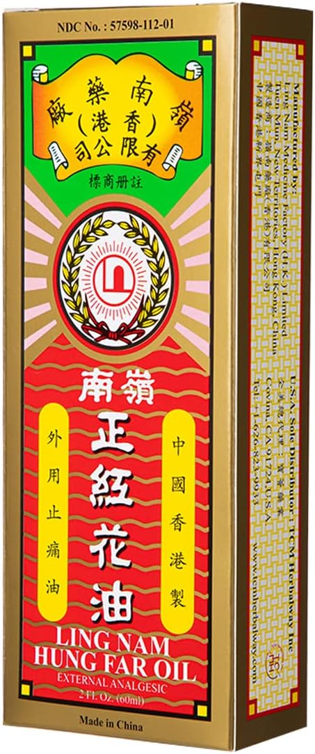 Ling Nam Hung FA Red Flower External Analgesic Oil, Simple Backache Strains Bruises Sprain, Authentic US Import 60ML (1)
