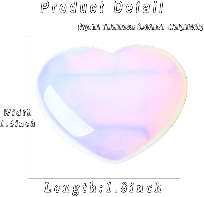 MAIBAOTA 45 mm Opalite Stones Heart Love Crystal Valentines Gifts for Herfriend Wife Opal Stone Reiki Crystal Gemstone Worry Stones for Anxiety