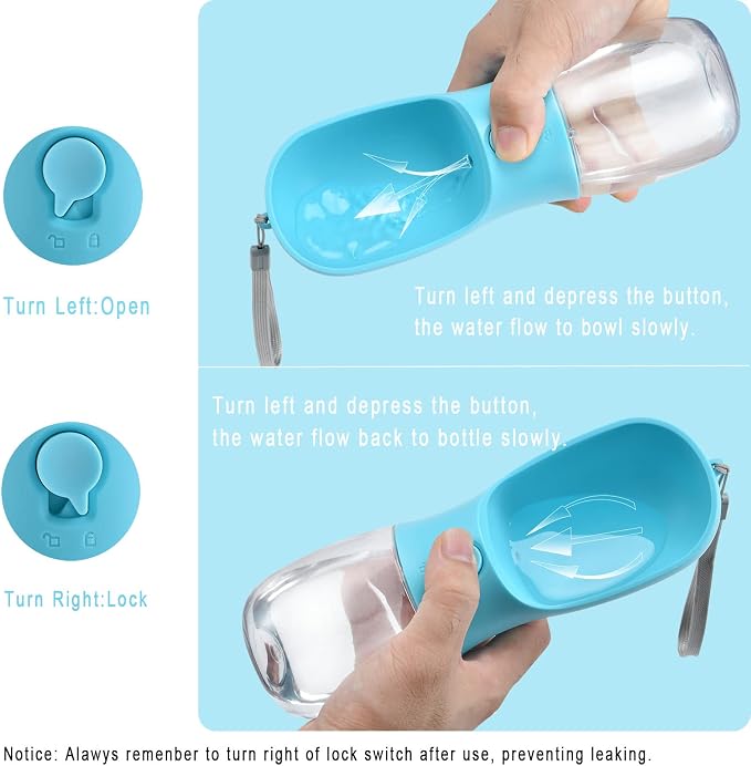 Cibaabo Dog Water Bottle Portable with Food Container & Filter for Travel | Feeding & Hydration | Travel Puppy Water Bowl | Portable Pet Dispenser | Girl Dog Accessories | for Hiking Camping Beach