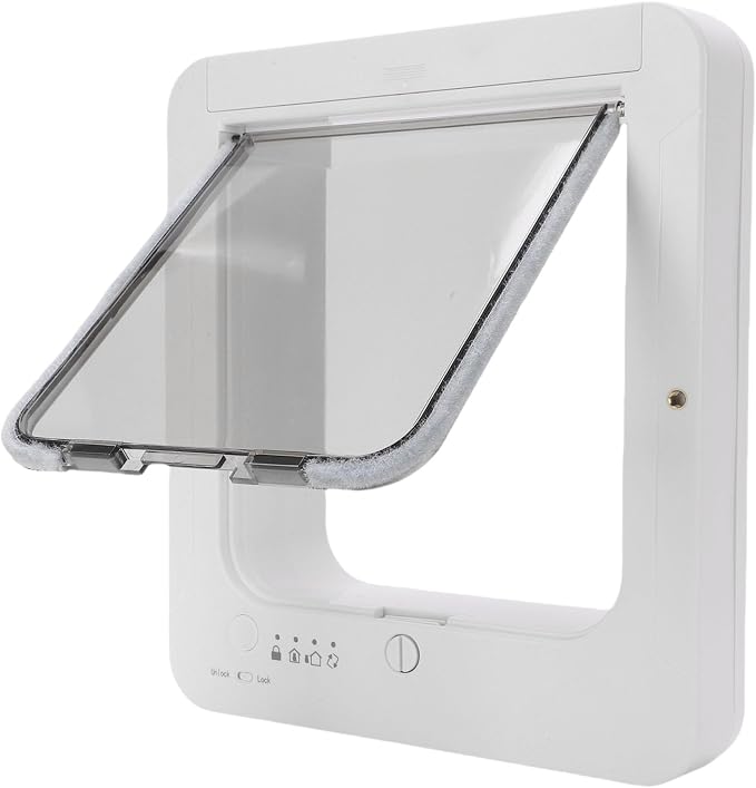 Smart Cat Door Automatic Sensor Pet Door with Remote Collar Activated Cat Flap Two Way Entry for Indoor Outdoor Pet Access