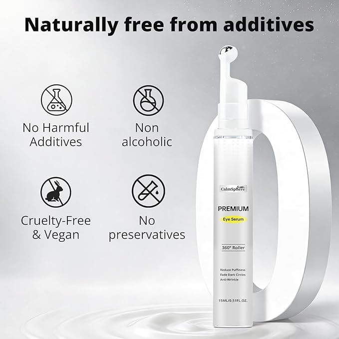 Premium Eye Serum with 360° Roller, Reduce Puffiness, Fade Dark Circles, Anti-Wrinkle, 15ML/0.51FL.OZ