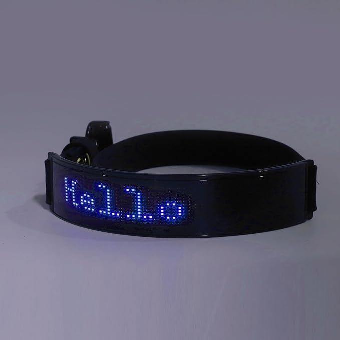 LED Dog Collar Smart DIY Screen Rechargeable Light Up Collar, Glow in The Dark Pet Necklace with APP Control, Luminous Safety Collar for Night Walking Dogs (Blue Light)