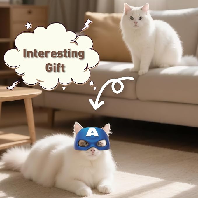 Yipintang Cat Bat Mask Halloween Costumes Accessories for Cats, Cat Bat Cosplay Apparel (Medium, Blue Captain)