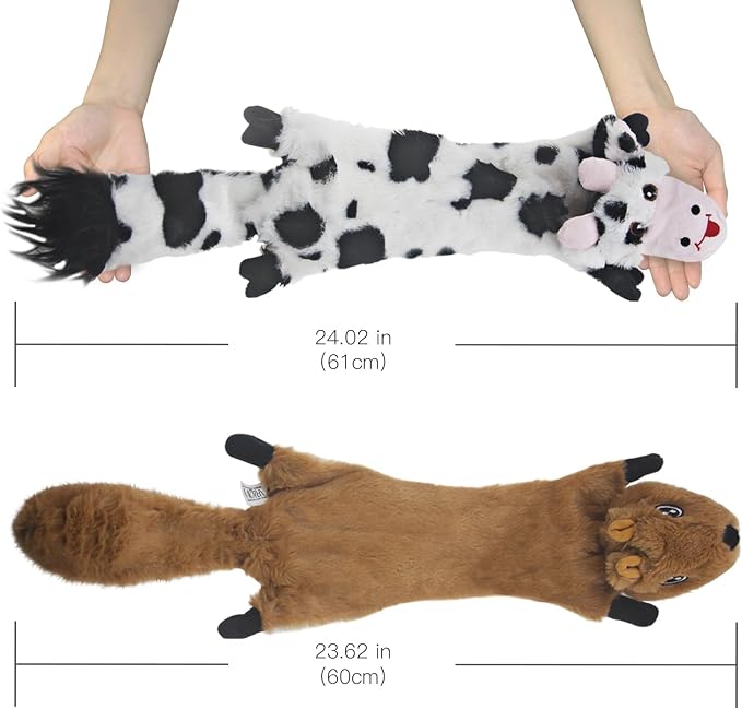 SHARLOVY Dog Squeaky Toys 5 Pack, Pet Crinkle Toy No Stuffing Animals Plush