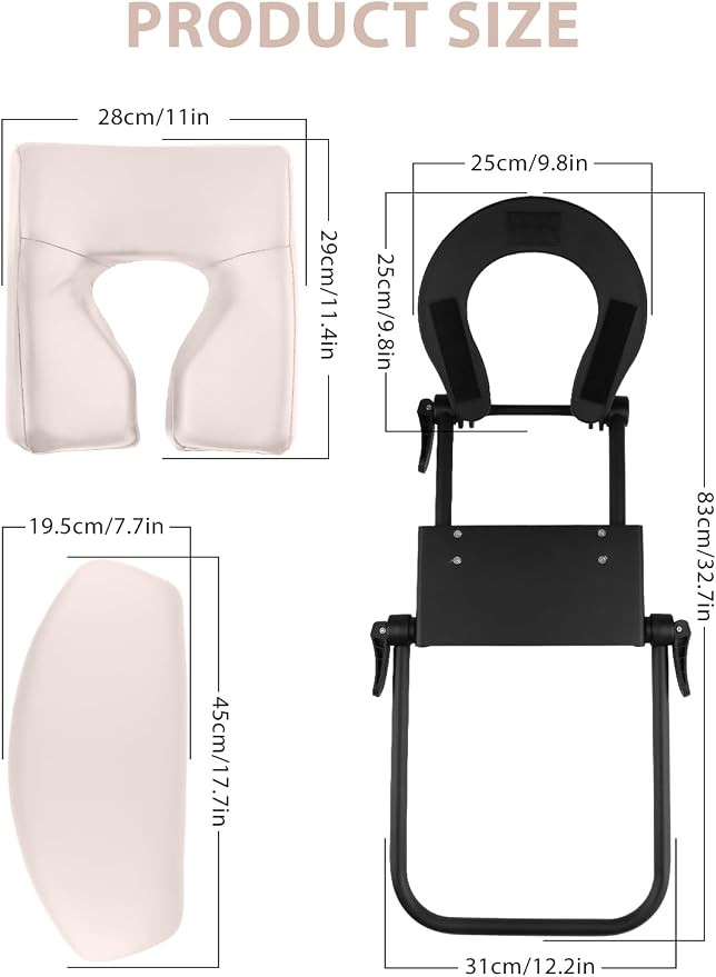 TOROKOM Adjustable Headrest Face Pillow Cradle, Headrest Face Cushion Face Pillow Face Cushion Support Bracket for Salon Home Mattress Massage Kit（White）
