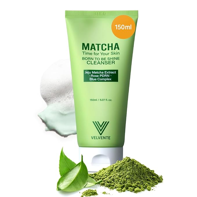 Matcha Gentle Deep Pore Cleansing Facial Cleanser, Low-pH Face Wash for Pore Refining, Rose PDRN Hydrating Daily Facial Wash Redness & Sensitive Skin Friendly, Korean Skincare(5.07 fl.oz.)