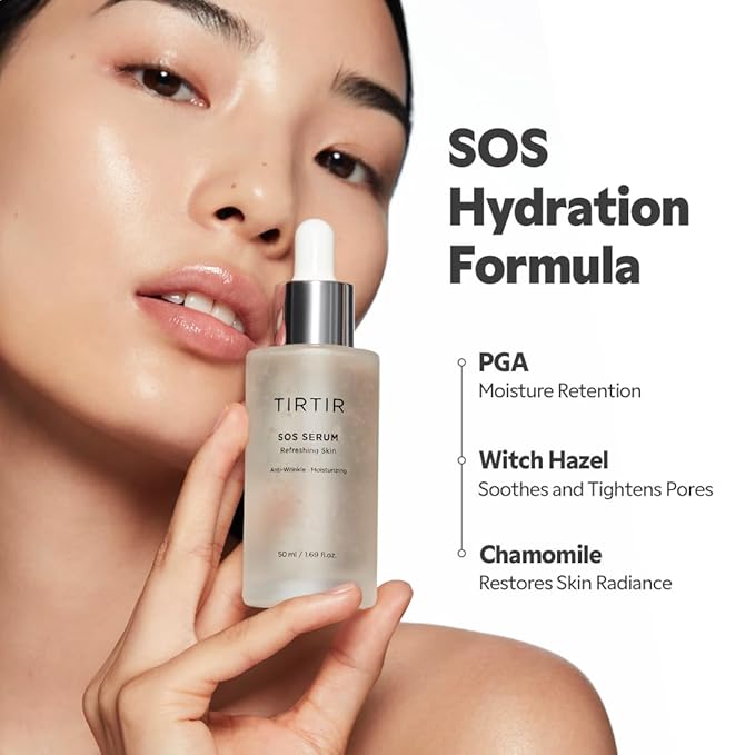 TIRTIR SOS Serum - Radiant Glow Boosting Face Serum - Plumping, Anti Aging, Hydrating - Visibly Smooth and Glowy Skin - Fragrance Free for All Skin Types, 1.69 fl.oz.