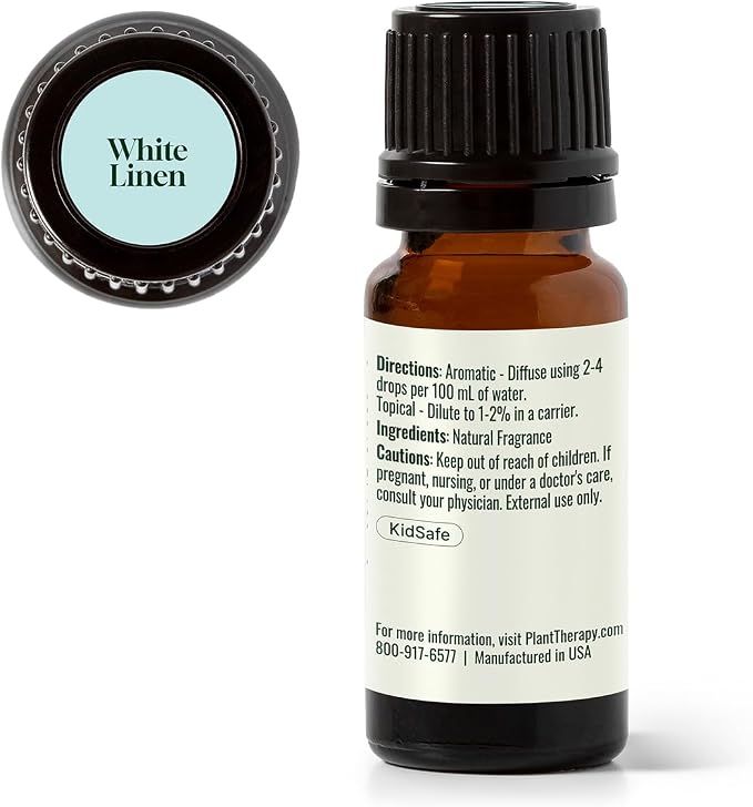 Plant Therapy Home White Linen Natural Fragrance 10 mL (1/3 oz) Fill Your Home with a Fresh Laundry Scent, Made of Essential Oils and Botanical Isolates, Long-Lasting Aroma