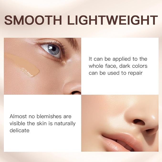 USHAS 2PCS Concealer Makeup, Lightweight, Full Coverage, Long Lasting, Conceals, Matte Liquid Foundation for Face, Eye, and Acne Scar Cover (S10, 2PCS)