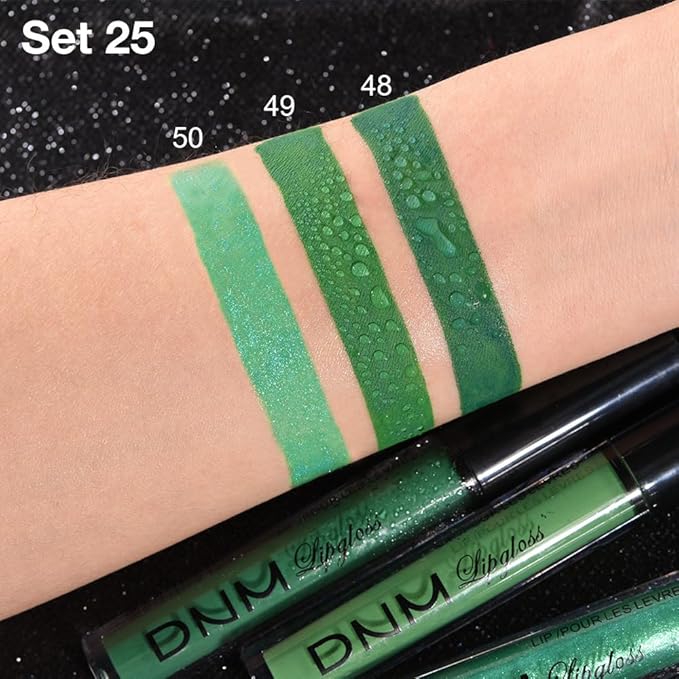 Dark Pale Teal Forest Emerald Green Matte Glitter Shimmer Shiny Liquid Lipstick Lip Stain 3pcs Set for Women Matte+Lipstick Long Lasting Waterproof 24 hr Magic Lipstick 24 Hours original (25#)