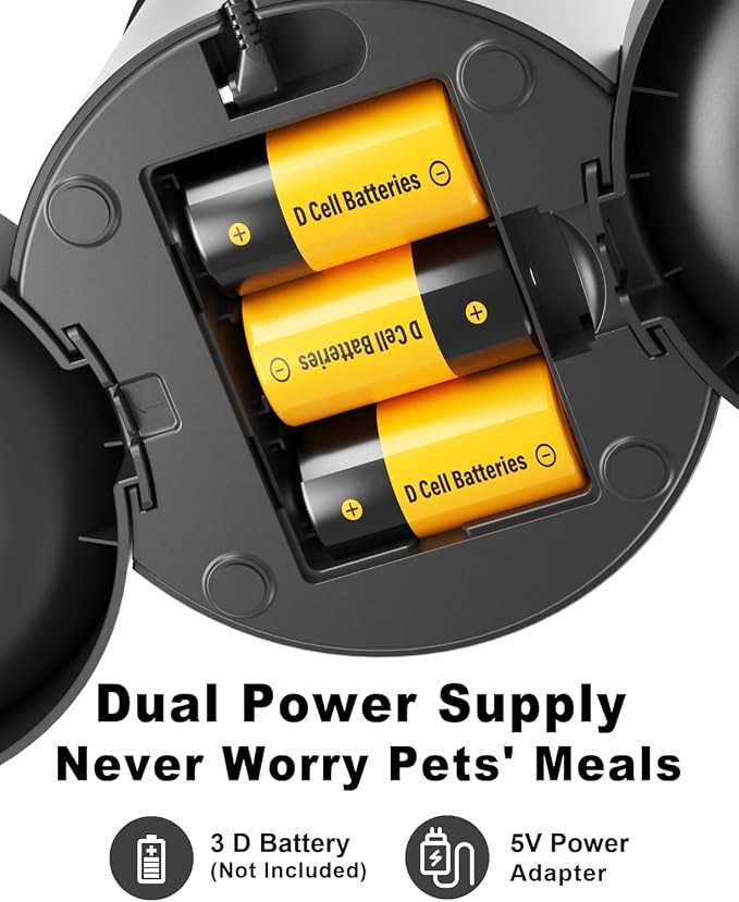Dual Automatic Cat Feeder 2 Cats, 4.2L Dry Food Auto Dispenser with Double Stainless Steel Bowls,Dual Power Supply,Programmable Portion Control,10s Voice Recorder (Transparent Black)