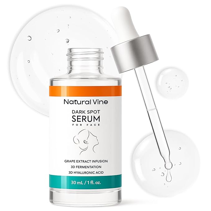 Natural Vine Dark Spot Remover for Face Serum: Age Spot Sun Spot Brown Spot with Grape Extract, Fermentation Complex, Hyaluronic Acid & Vitamin E, for Women and Men, 1 FL OZ / 30mL