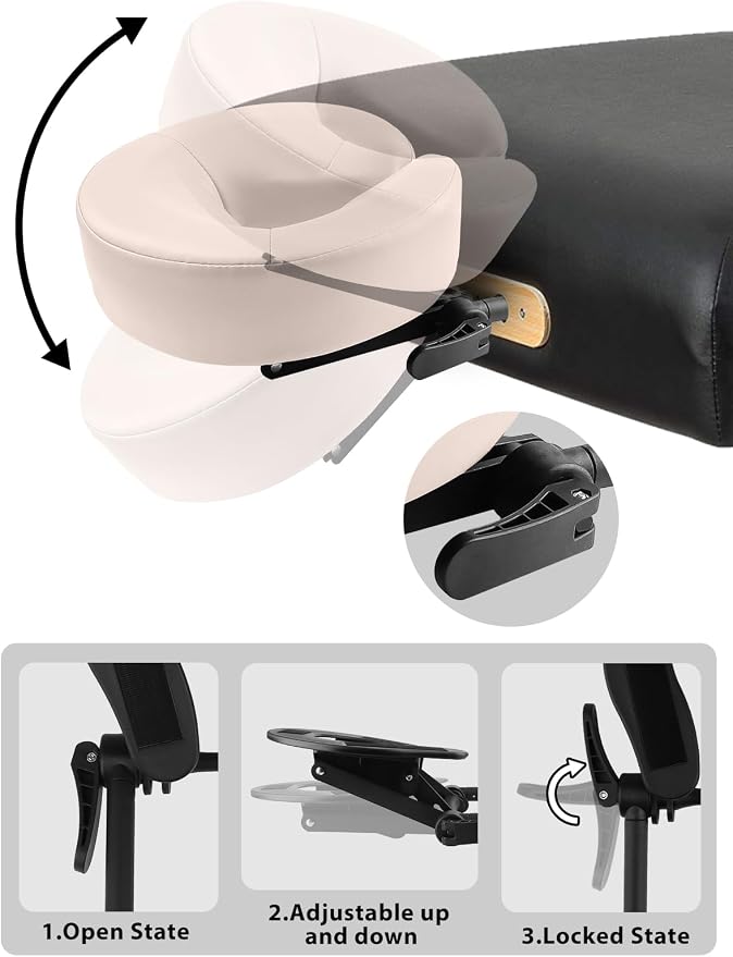 TOROKOM Adjustable Headrest Face Pillow Cradle & Face Cushion Support Bracket, Headrest Face Cushion Face Pillow, Salon Home Mattress Massage Kit (Cream)