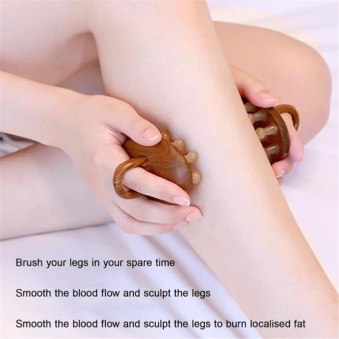 Multifunctional Wood Therapy Massage Tools Meridian Pressure Brush & Cellulite Brush for Scalp Stimulation Body Shaping & Muscle Recovery(7 Nails-Set)