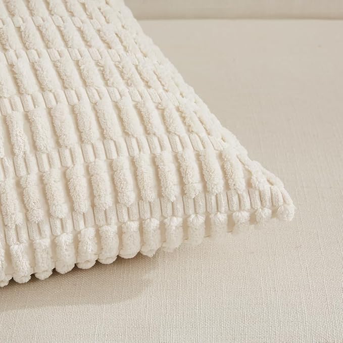 Fancy Homi 4 Packs Decorative Throw Pillow Covers for Living Room Couch Bed, Modern Farmhouse Boho Home Décor Accent Cushion Case, 20" x 12", Cream