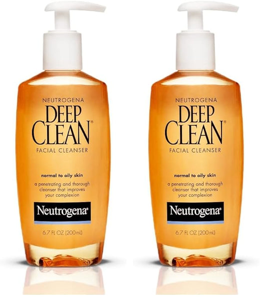 Neutrogena Deep Clean Daily Facial Cleanser with Beta Hydroxy Acid for Normal to Oily Skin,Alcohol-Free,Oil-Free & Non-Comedogenic,6.7 fl. oz,(Pack of 2)