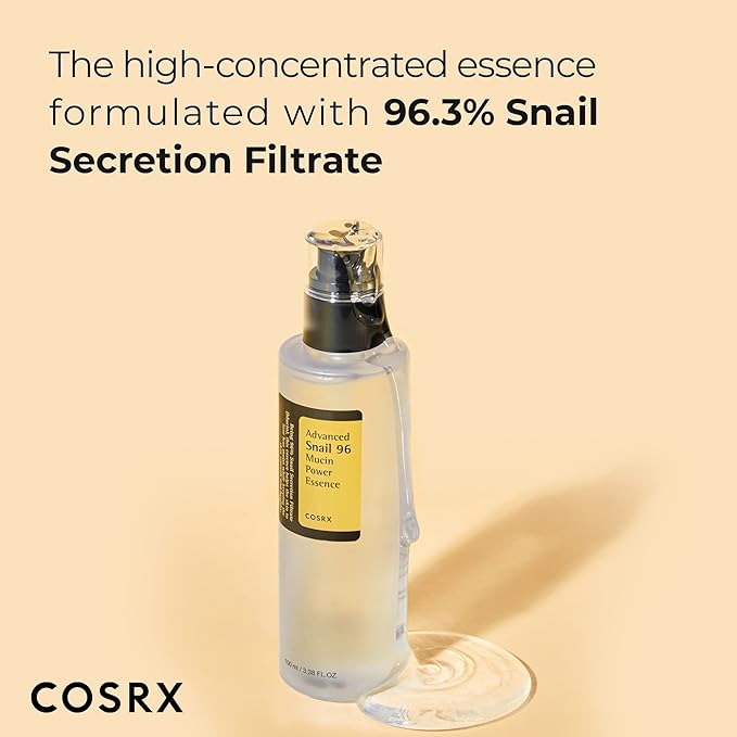 COSRX Glazed Donut Look- The Real Snail Mucin 96% Repair Essence with Snail Mucin Sheet Mask (Pack of 10), Hydrating Serum for Face with Snail Secretion Filtrate for Dark Spots and Fine Lines
