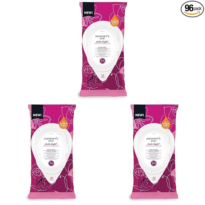 Summer's Eve Amber Nights Daily Refreshing Feminine Wipes, Removes Odor, pH Balanced, 32 count (Pack of 3)
