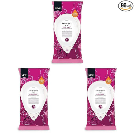Summer's Eve Amber Nights Daily Refreshing Feminine Wipes, Removes Odor, pH Balanced, 32 count (Pack of 3)