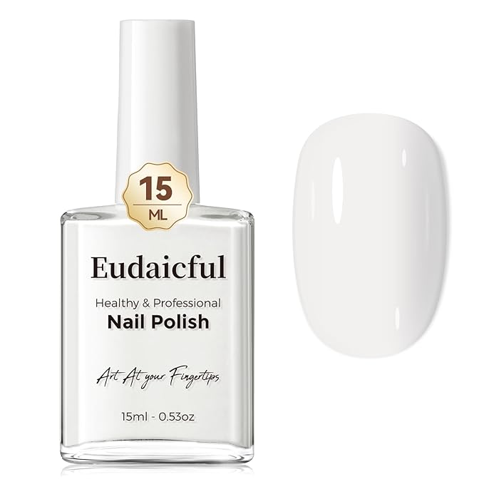 Milky White Nail Polish: Regular Nail Polish Quick Dry Fingernail Polish for Women Non-Gel Air Drying Nail Strengthener, Nail Lacquer for Nail Art Manicure Home DIY, 15ML