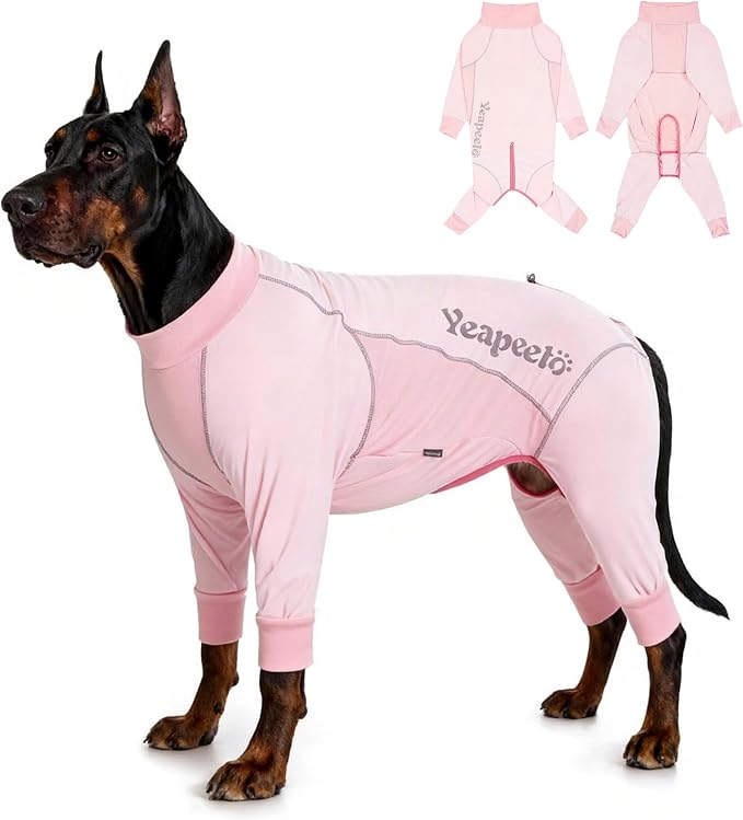 Dog Sun Protection Cooling Suit UPF 50+, Quick-Dry Breathable Jumpsuit for Large & Medium Dogs, Outdoor Dirt-Resistant Shedding Control Pet Apparel (Blush Pink, 7X-Large)