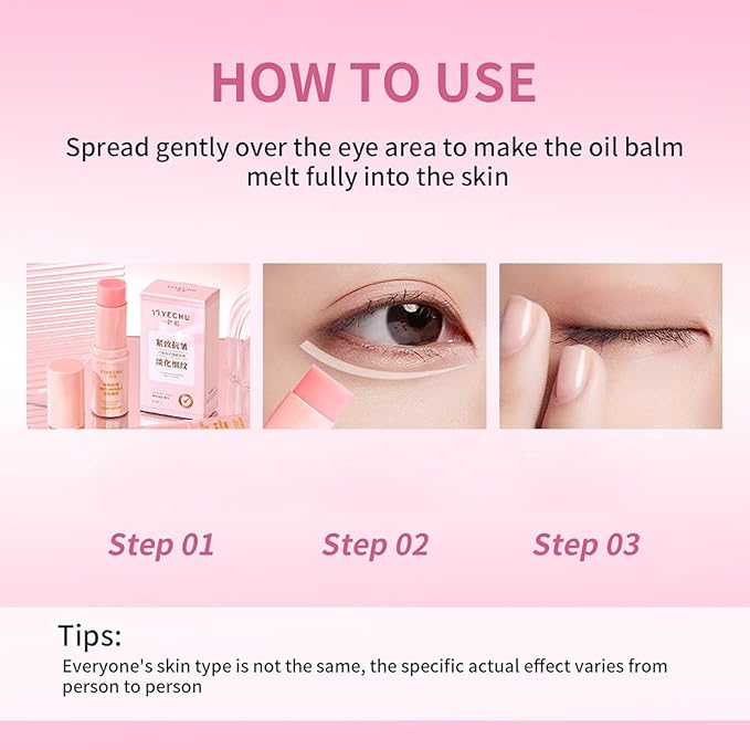 2Pcs Hydrating Multi Eye Balm Stick, Lip Balm Firming Eye Balm Stick Neck Cream Make Up Base, Reduce Wrinkle Vegan & Cruelty-Free