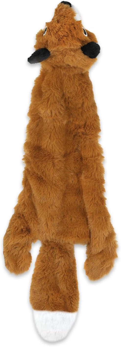 Best Pet Supplies 2-in-1 Stuffless Squeaky Dog Toy - Fox, Large | No-Stuffing, 2 built-in squeakers, No Mess, Soft, Holds a Plastic Bottle for Added play, Perfect for Moderate chewers