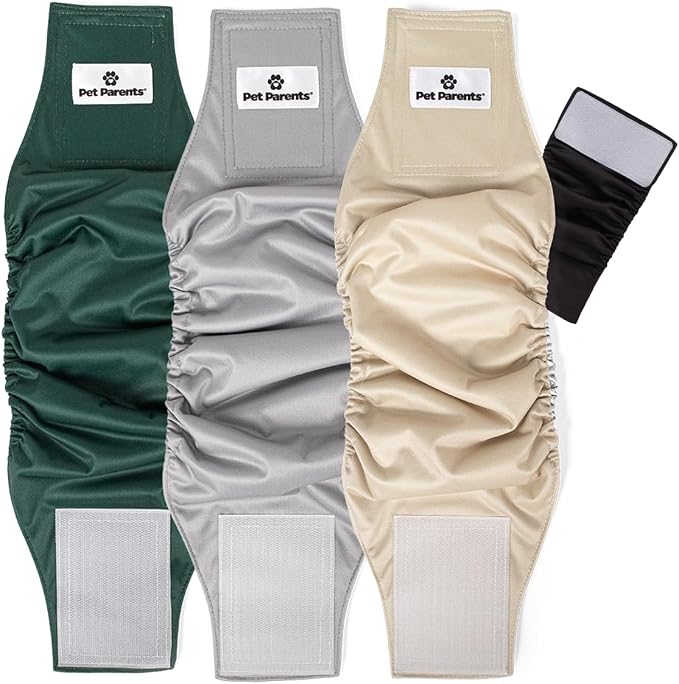 Pet Parents® Washable Belly Bands for Male Dogs (3pack) + Extendrs® of Durable Dog Diapers Male, Premium Male Dog Diapers & Dog Wraps (Medium, Spruce)