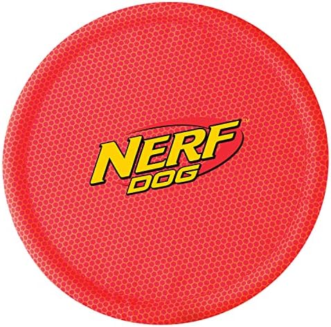 Nerf Dog Nylon Flyer Dog Toy, Flying Disc, Lightweight, Durable and Water Resistant, Great for Beach and Pool, 9 inch diameter, for Medium/Large Breeds, Single Unit, Red