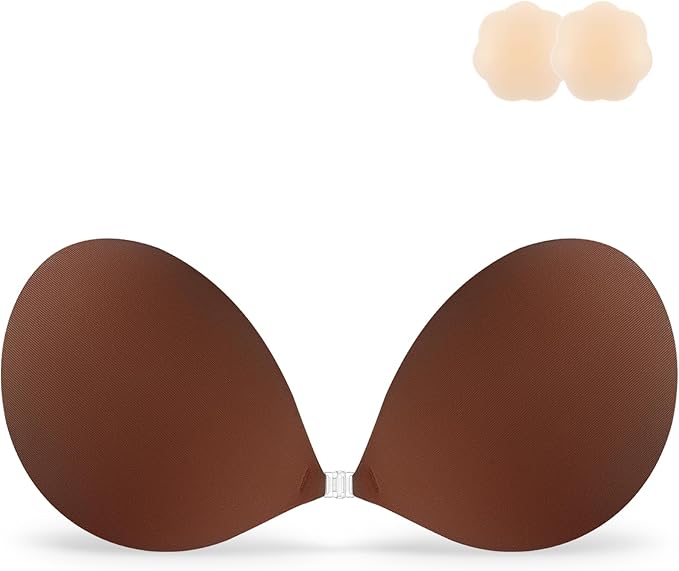 Niidor Adhesive Bra Strapless Sticky Invisible Push up Silicone Bra for Backless Dress with Reusable Nipple Covers
