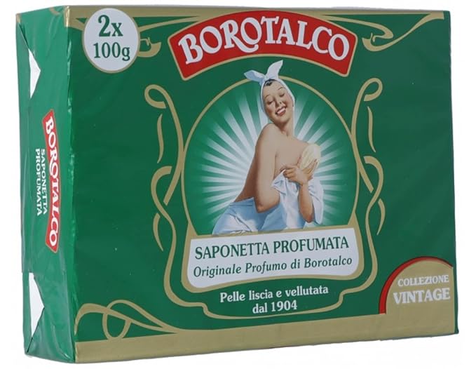 Roberts: Set of 2 Borotalco® Scented Soaps, Vintage Edition (Lady Picture) * 3.5 Ounces (100g) Packages (Pack of 2) [ Italian Import ]